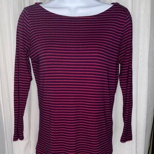 Vineyard Vines Red and Blue Fitted 3/4 Sleeve Blouse